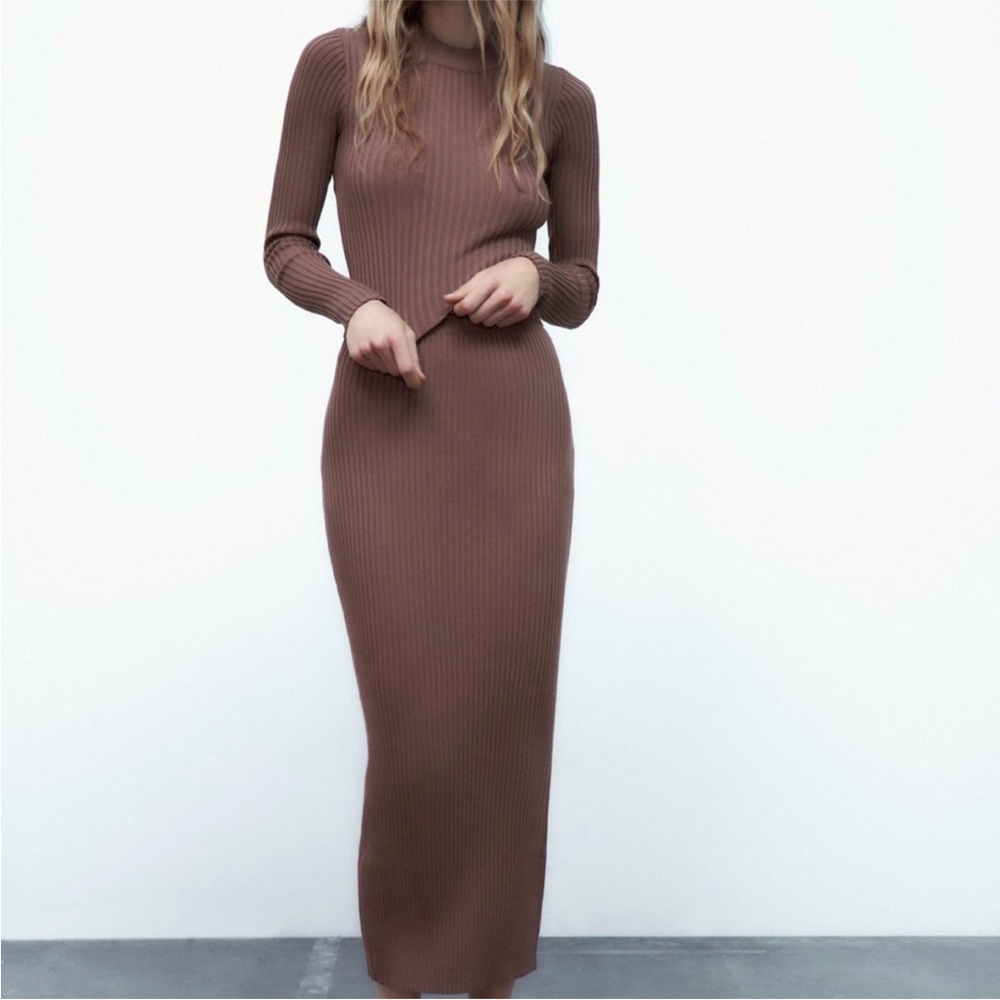 Zara Mauve Ribbed Skirt